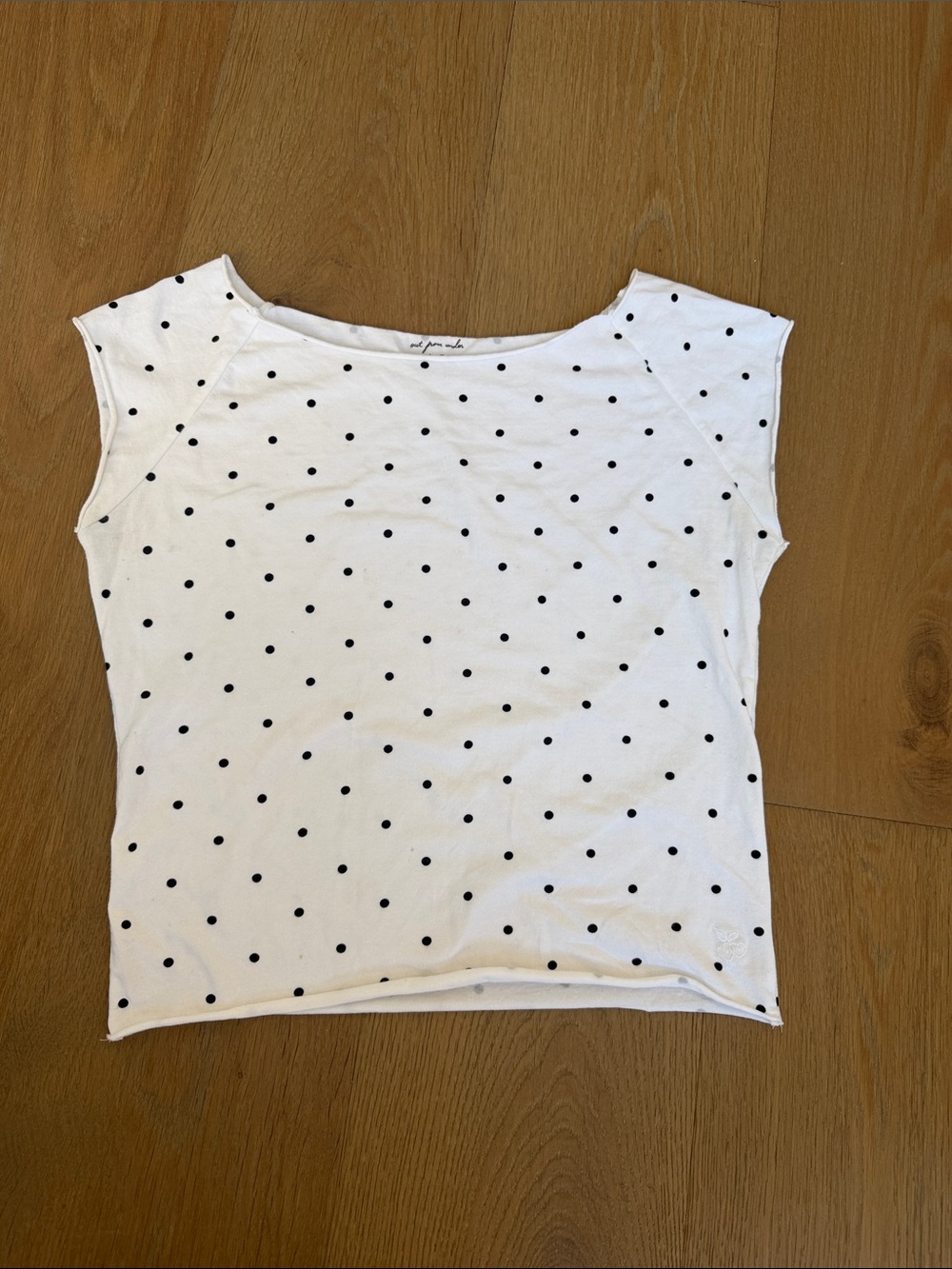 Urban Outfitters White Short Sleeve Tee with Black Polka Dots